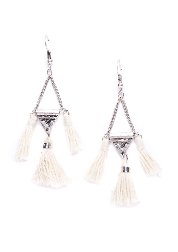 Nude Tassel Statement Earrings