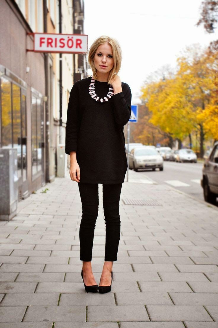 Statement necklace with black outfit