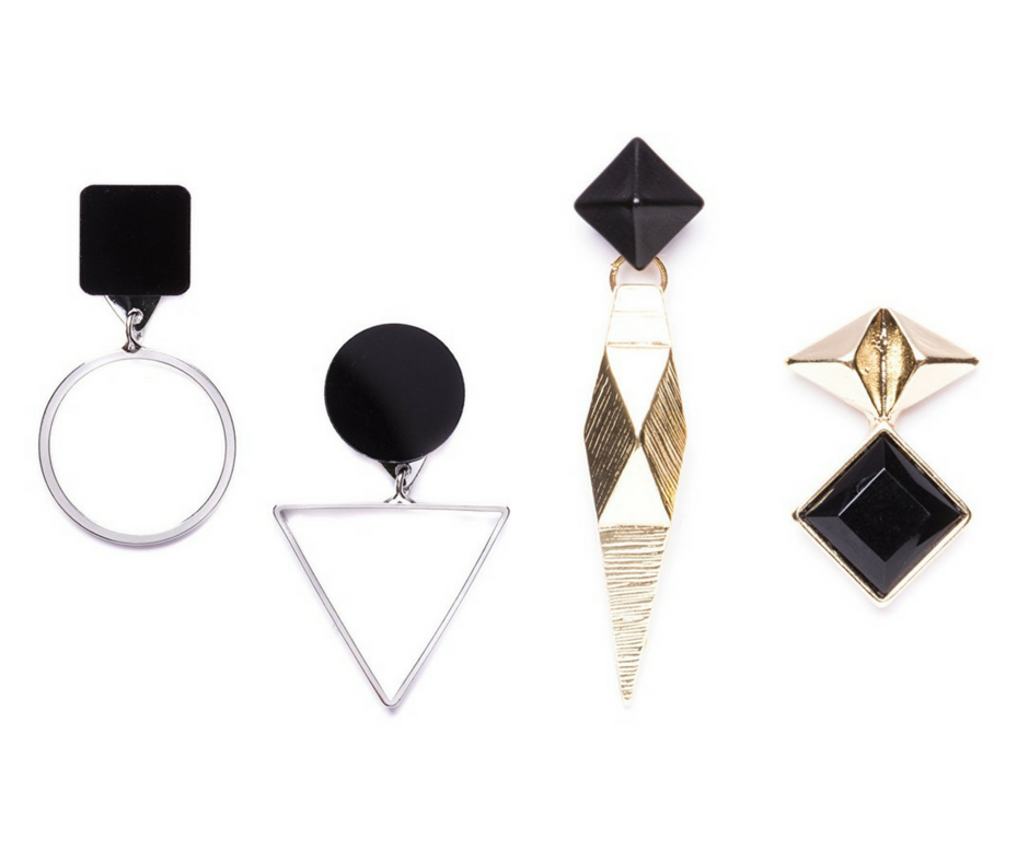 Modern asymmetrical statement earrings