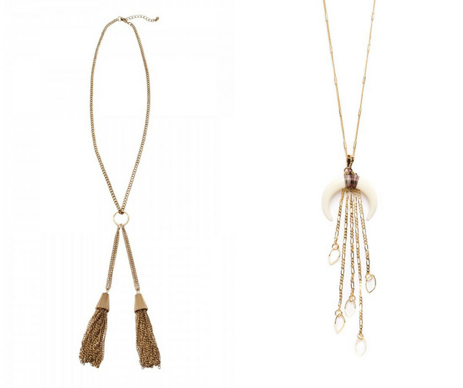 Bohemian jewelry pieces, long tassel necklaces