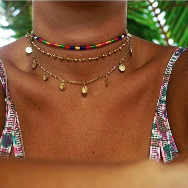 Boho layered chokers