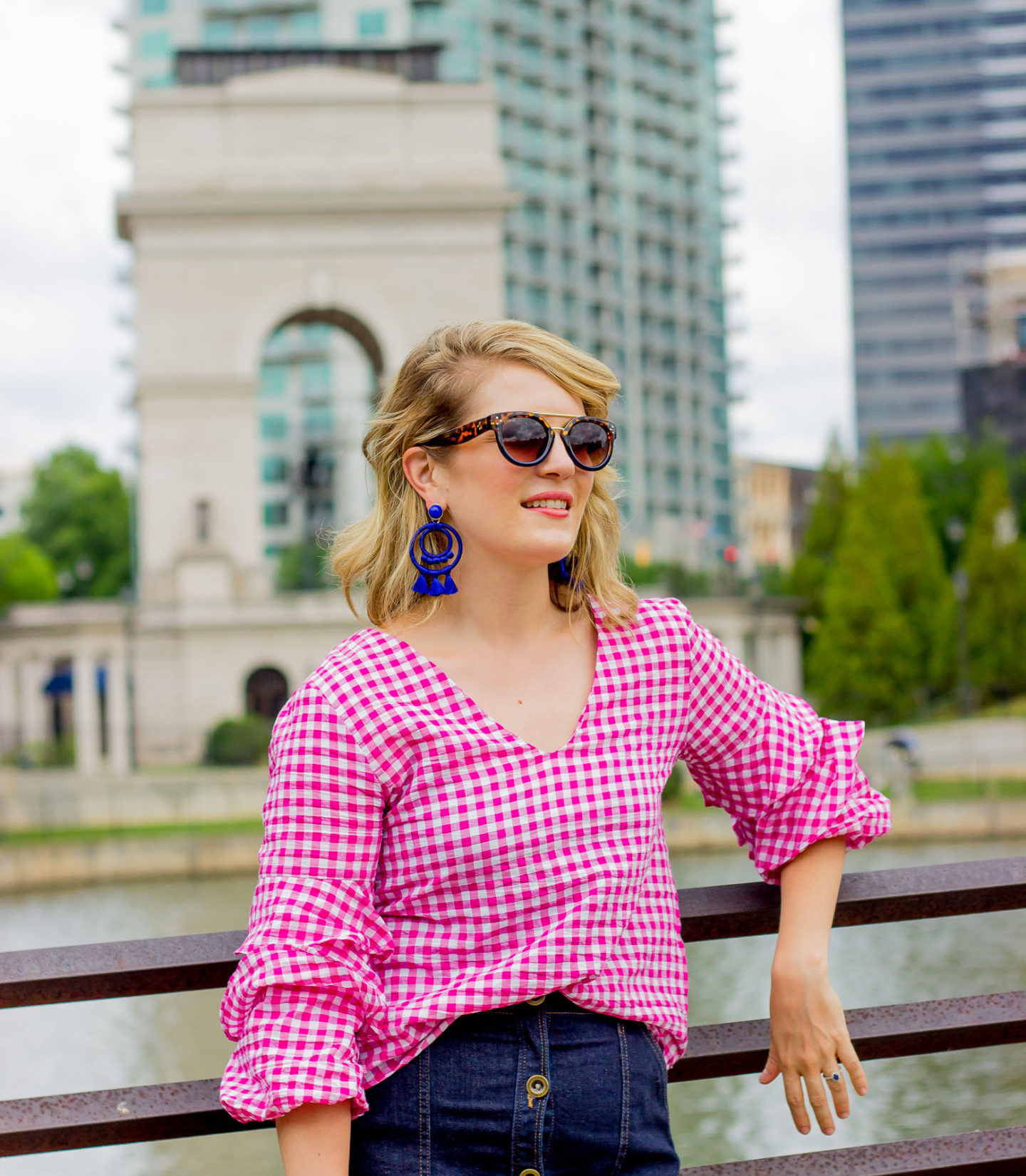 Colorful earrings with tassels, blue statement earrings, summer looks