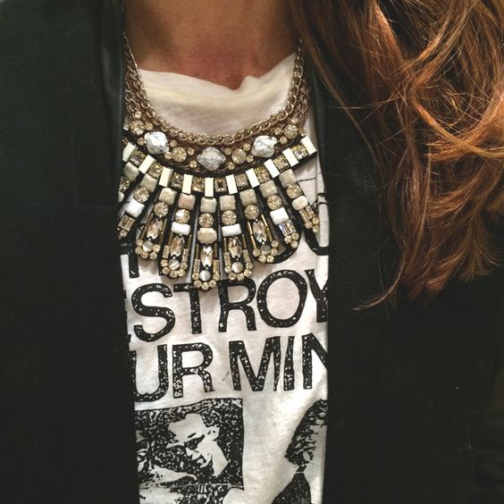 Statement necklaces, graphic tees