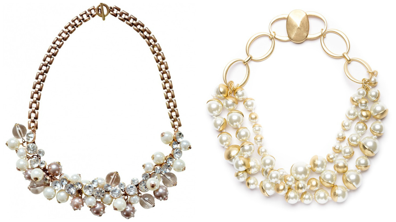 Statement necklaces, chunky pearl necklace