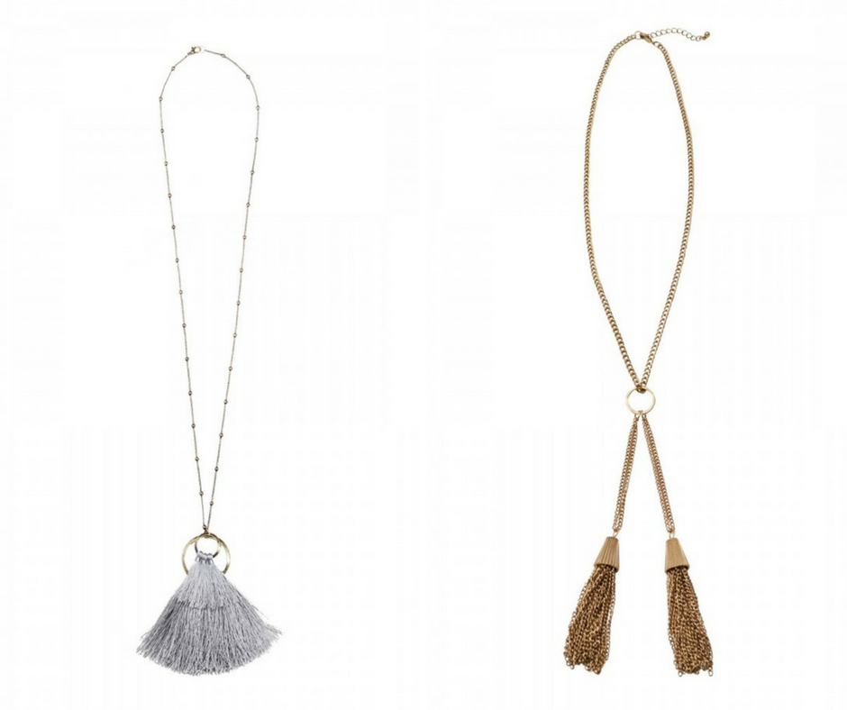 Long necklaces with a chunky pendant, tassel necklaces