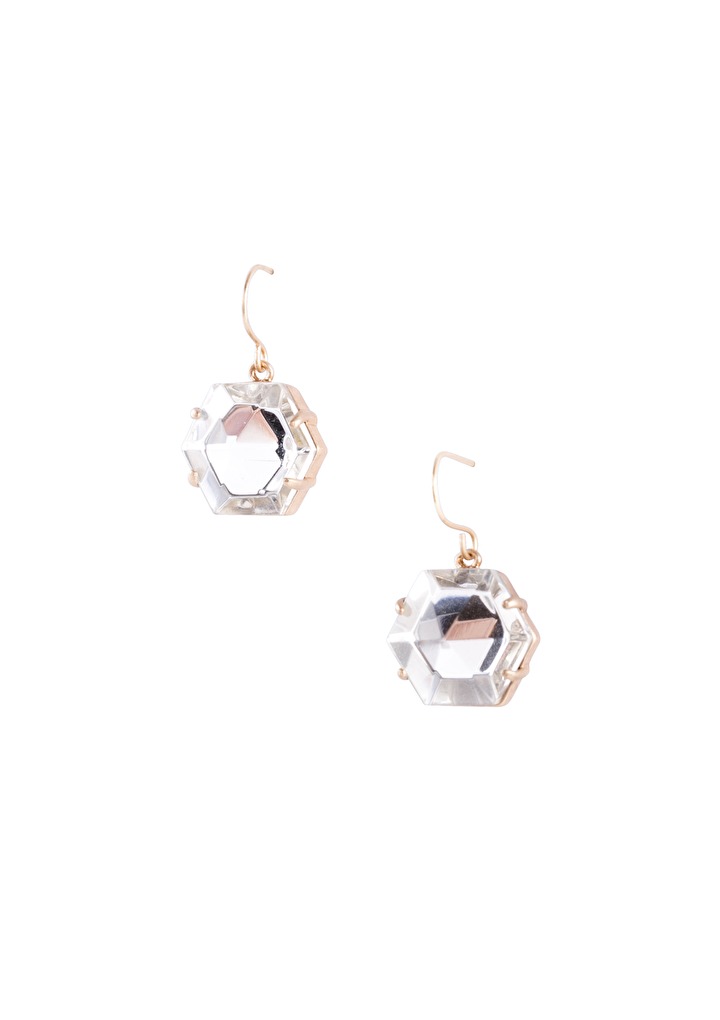 White gem drop earrings