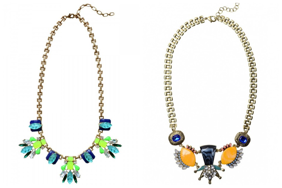 Colorful statement necklaces, fashion accessory