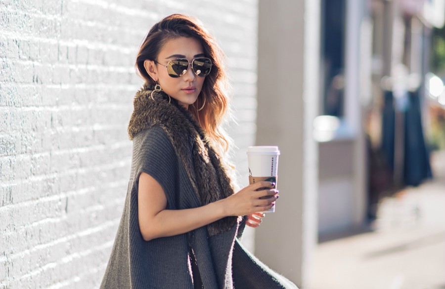 Modern hoop earrings, street style