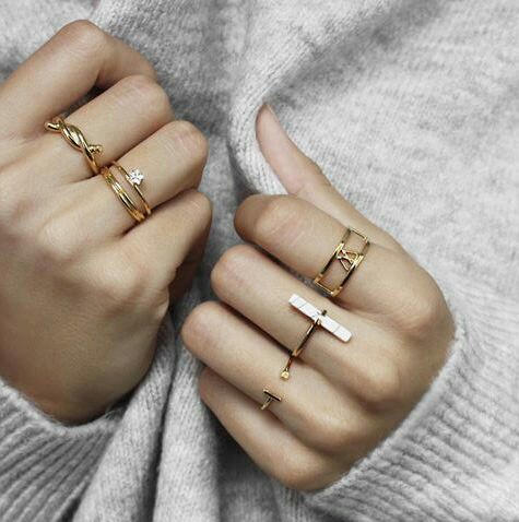 stack of fashionable rings