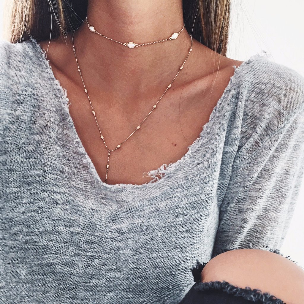 Delicate choker with a lariat necklace