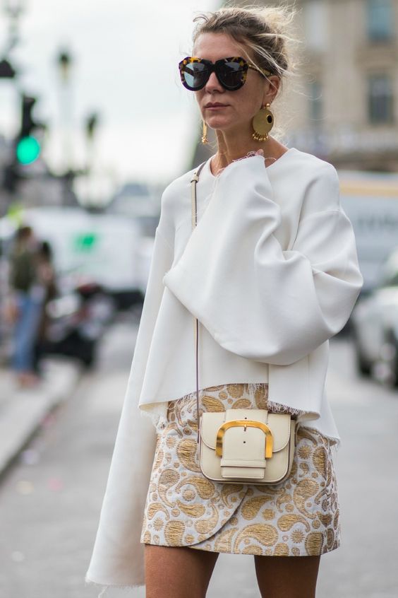 Long plated earrings, street style