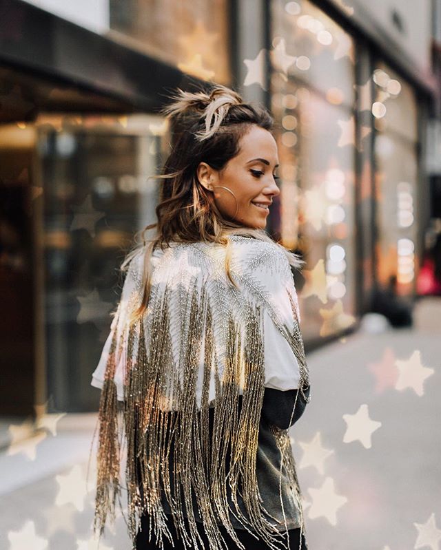 Stylish outfit and hoop earrings