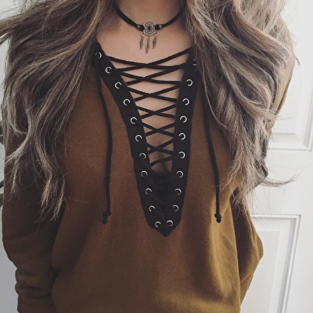 Brown jacket with a choker