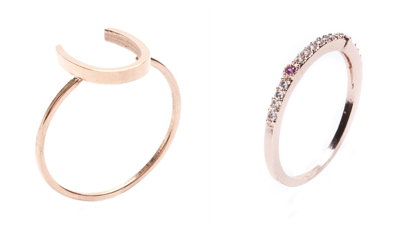 Delicate rose gold rings