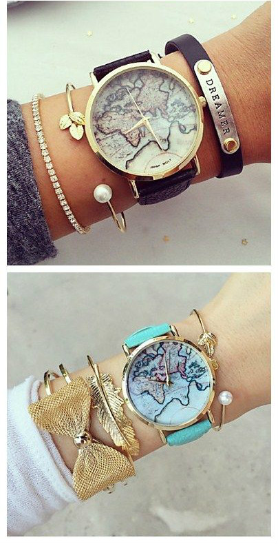 Pearl wrap bracelet, watches